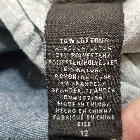 1822 Dark DENIM Jeans Women’s Size 12 Raw Hem Stretch 5 Pockets Skinny Ankle - Picture 7 of 10